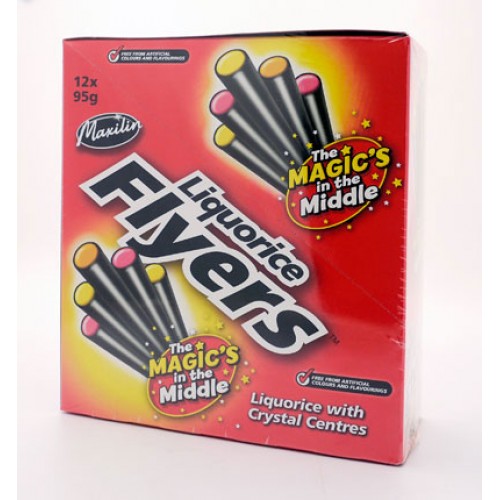 Liquorice Flyers With Crystal Centre 12 x 95gm pack